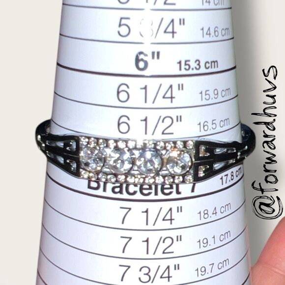 Vintage Silver Tone Rhinestone Bracelet 6 3/4” - Picture 6 of 7